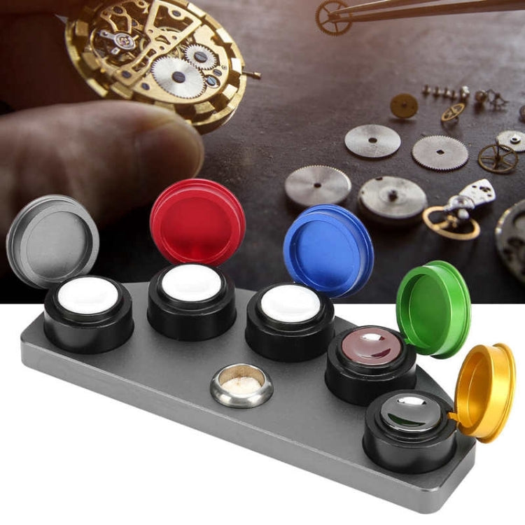 Full Metal Spot Oil Cup Stand Oiler Watch Repair Tool, Style: Four Oils Cups Colorful