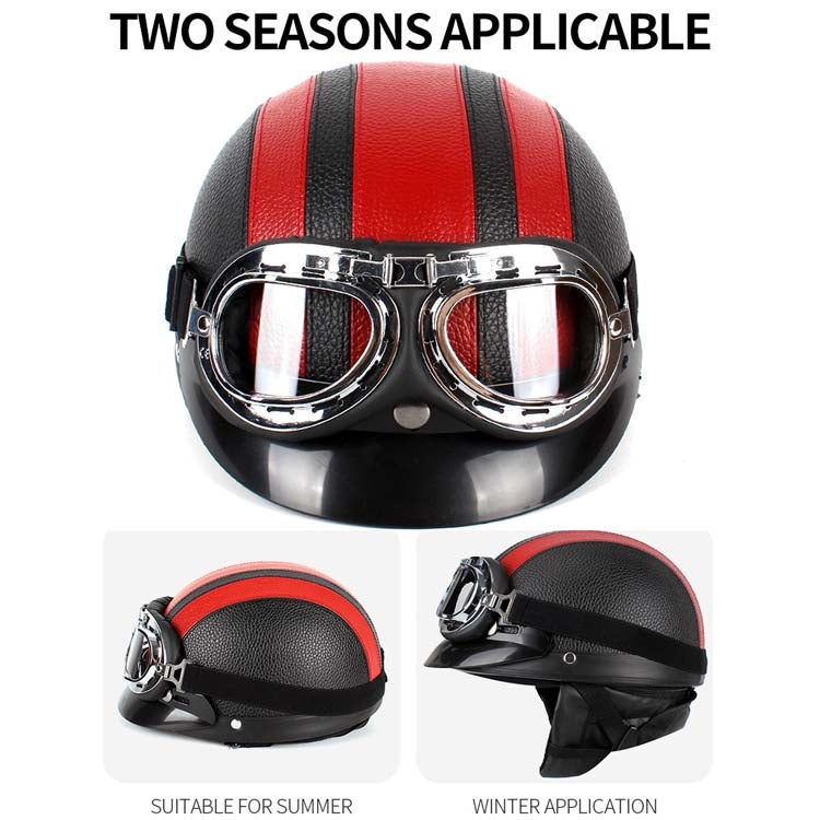 BSDDP A0318 PU Helmet With Goggles, Size: One Size(Black Red) - free shipping - PMC Jewellery - Order now!