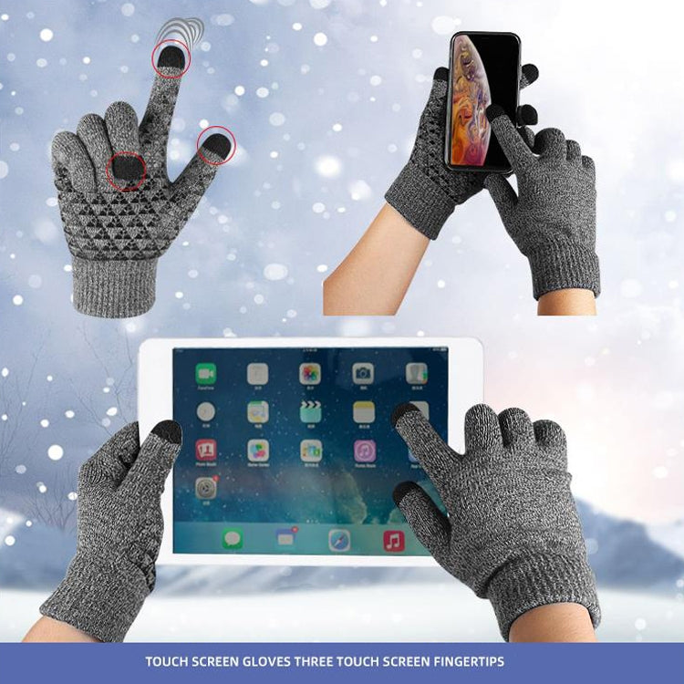 1 Pair Thick Velvet Touch Screen Knitted Warm Gloves, Size: Free Size(Blue) - Full Finger Gloves by PMC TechLife | Online Shopping South Africa | PMC TechLife | Buy Now Pay Later Mobicred