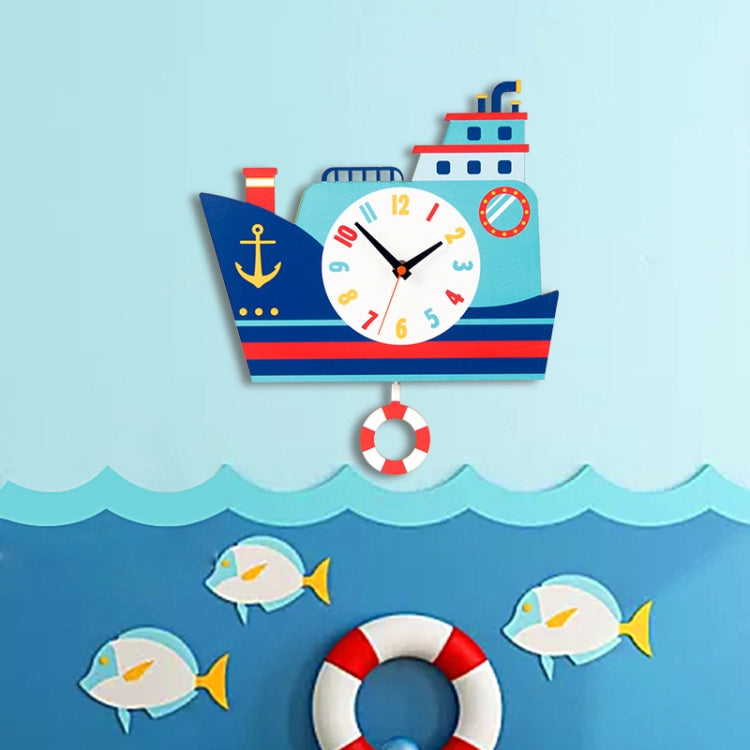 Cartoon Shake Wall Clock Children Room Decoration Wall Clock (Sail Boat)