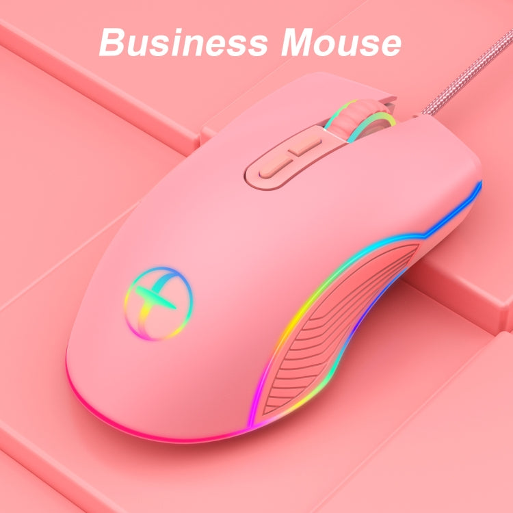 E32 7 Keys 3200 DPI Pink Girls RGB Glowing Wired Mouse Gaming Mouse, Interface: Type-C