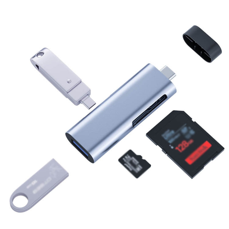 TYPE-C Multifunctional Phone Card Reader(Dark Gray) - by PMC Jewellery | Online Shopping South Africa | PMC Jewellery | Buy Now Pay Later Mobicred