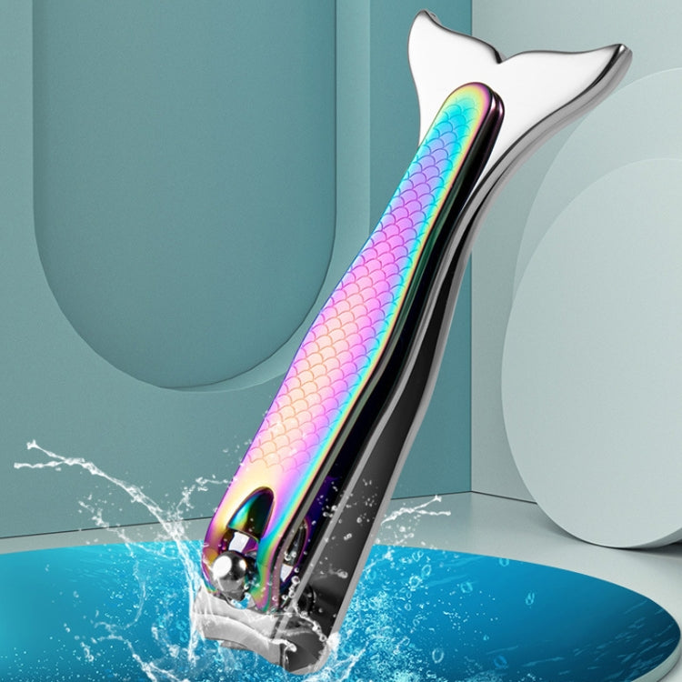 3 PCS Large Color Titanium Nail Clipper Gradient Mermaid Handle Nail Clipper Nail Art Tool