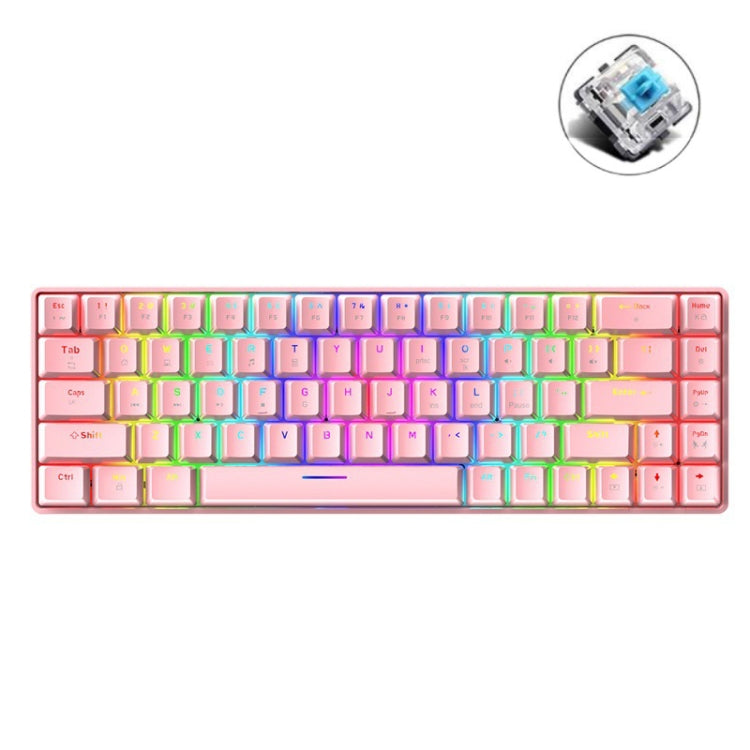 ZIYOU LANG T8 68 Keys RGB Luminous Gaming Mechanical Keyboard, Cable Length:1.6m(Pink Green Shaft)