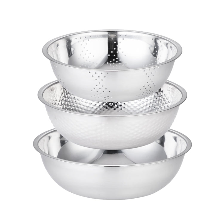 3 PCS / Set SiGang Stainless Steel Rice Washing and Vegetable Draining Basin(24cm+26cm+28cm)