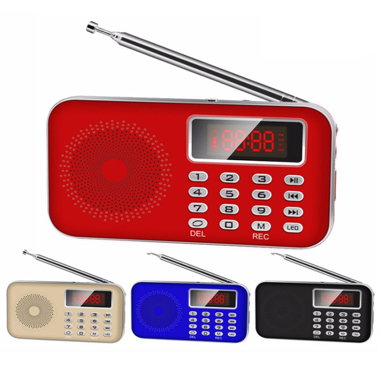 Y-619 FM/AM Mini Radio MP3 Rechargeable Music Player Support TF/SD Card with LED Display(Gold)