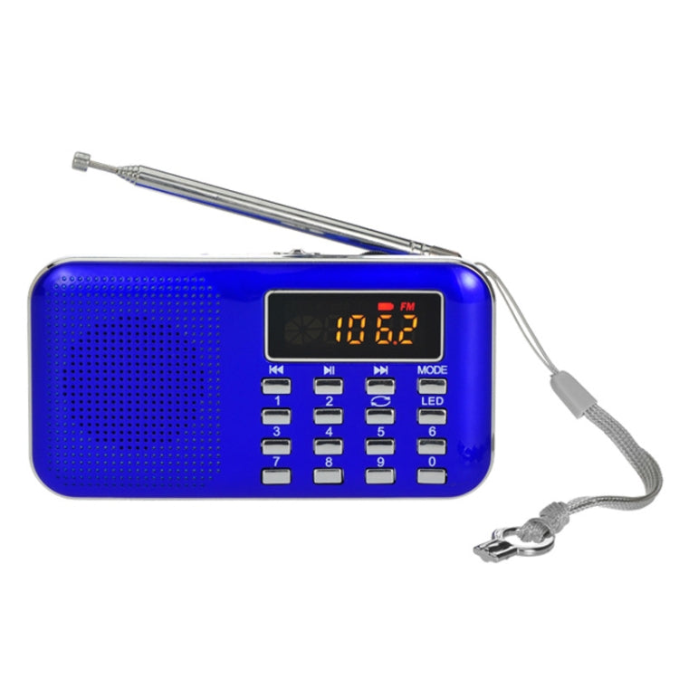 L-218AM MP3 Radio Speaker Player Support TF Card USB with LED Flashlight Function(Blue)