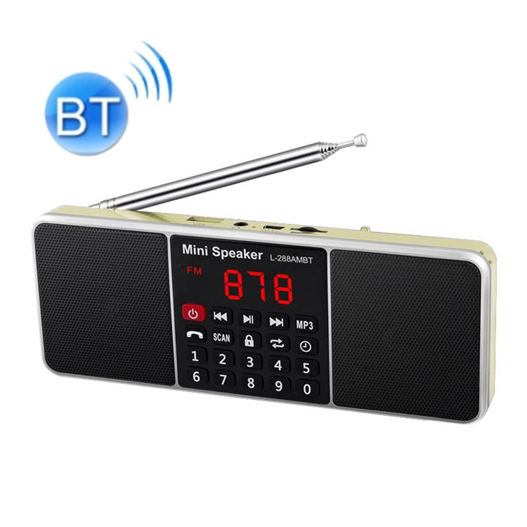 L-288AM Bluetooth Dual Speaker Radio MP3 Player Support TF Card/U Disk with LED Display(Gold) - Radio Player by PMC Jewellery | Online Shopping South Africa | PMC Jewellery | Buy Now Pay Later Mobicred