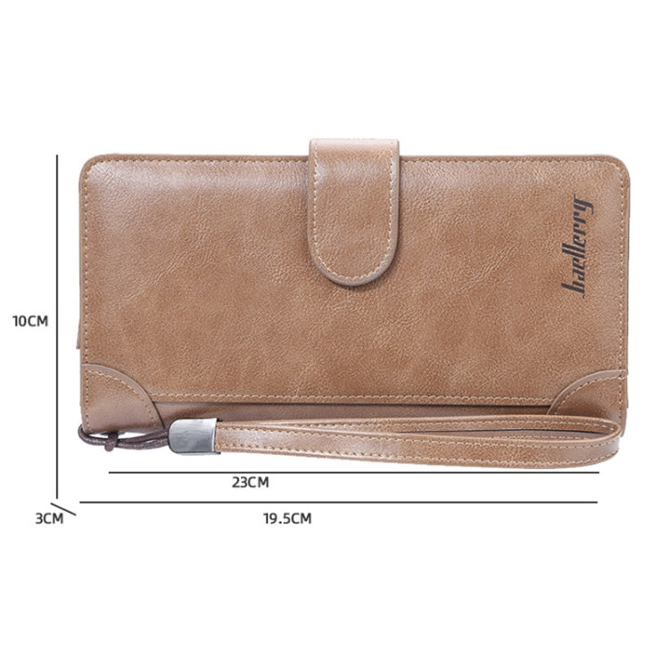 Baellerry S6701 Men Wallet Business Multi-card Mid-length Clutch Buckle Zipper Coin Purse(Brown)