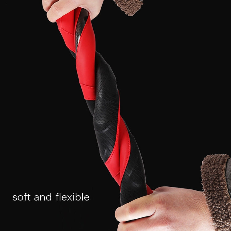 Leather Carbon Fiber Stitching Car Steering Wheel Set, Diameter: 38cm(Black Round)