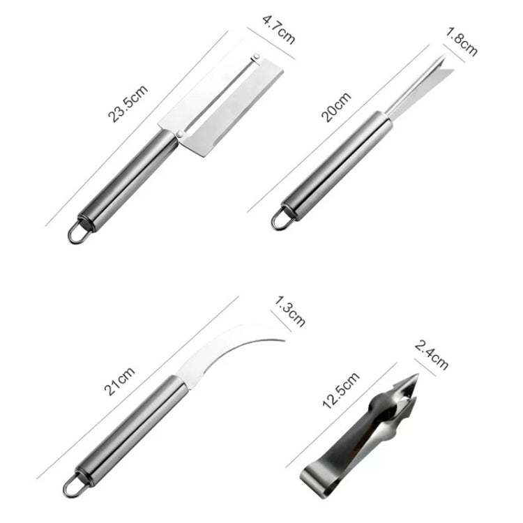 4 In 1 Stainless Steel Pineapple Knife Fruit Knife Sugar Cane Peeler - Cutter & Peeler by PMC TechLife | Online Shopping South Africa | PMC TechLife | Buy Now Pay Later Mobicred