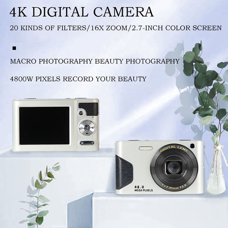 C8 4K 2.7-inch LCD Screen HD Digital Camera Retro Camera,Version: 30W Standard Version White