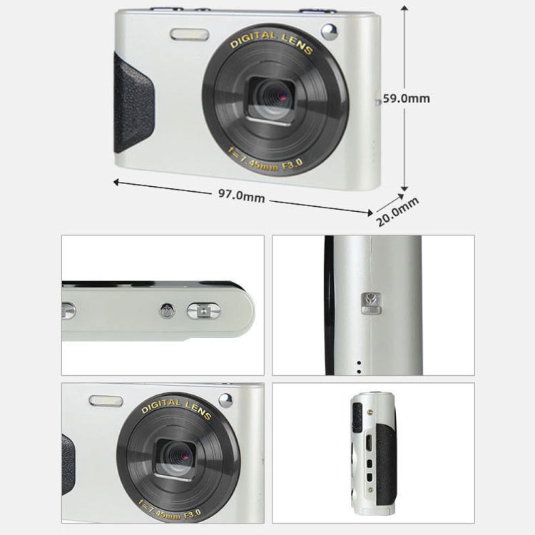 C8 4K 2.7-inch LCD Screen HD Digital Camera Retro Camera,Version: 30W Standard Version White