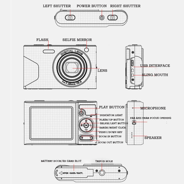 C8 4K 2.7-inch LCD Screen HD Digital Camera Retro Camera,Version: 30W Standard Version White