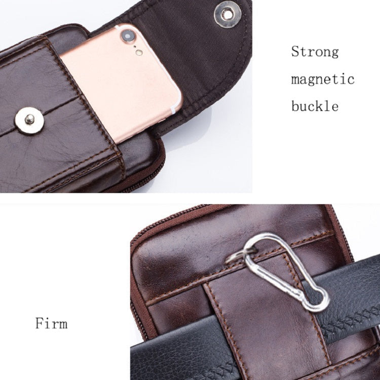 BULL CAPTAIN Leather Multifunctional Waist Bag For Men(Black-09)
