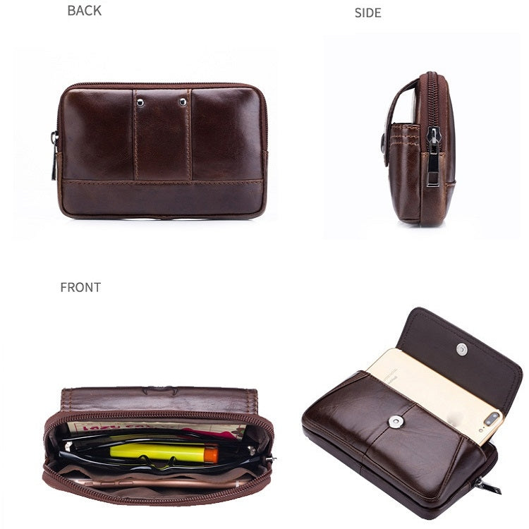 BULL CAPTAIN Leather Multifunctional Waist Bag For Men(Black-09)