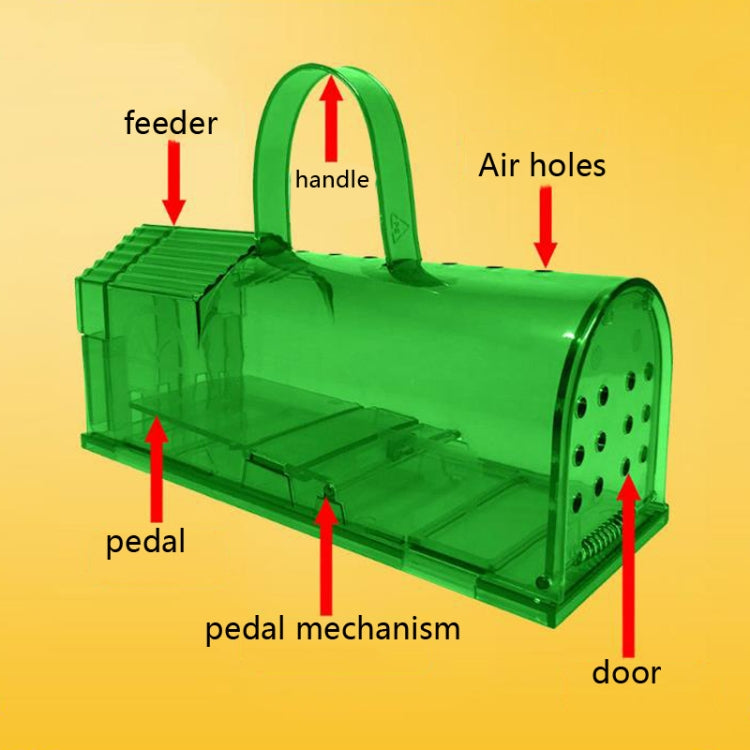 2 PCS Large Plastic Mousetrap Mouse Cage Pedal Trap(Green)