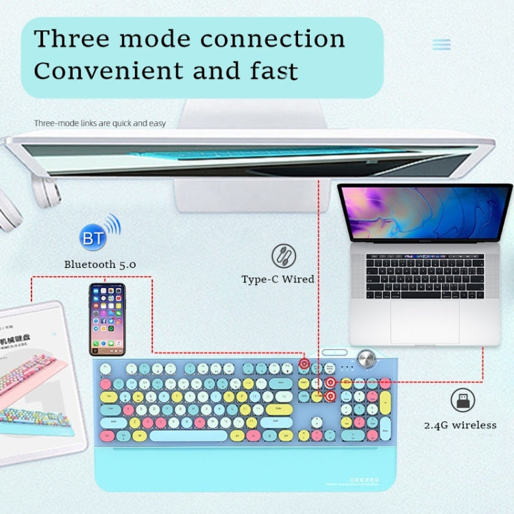 Mofii GEEZER G7 107 Keys Wired / Wireless / Bluetooth Three Mode Mechanical Keyboard, Cable Length: 1.5m(Vital Orange) - free shipping - PMC Jewellery - Order now!