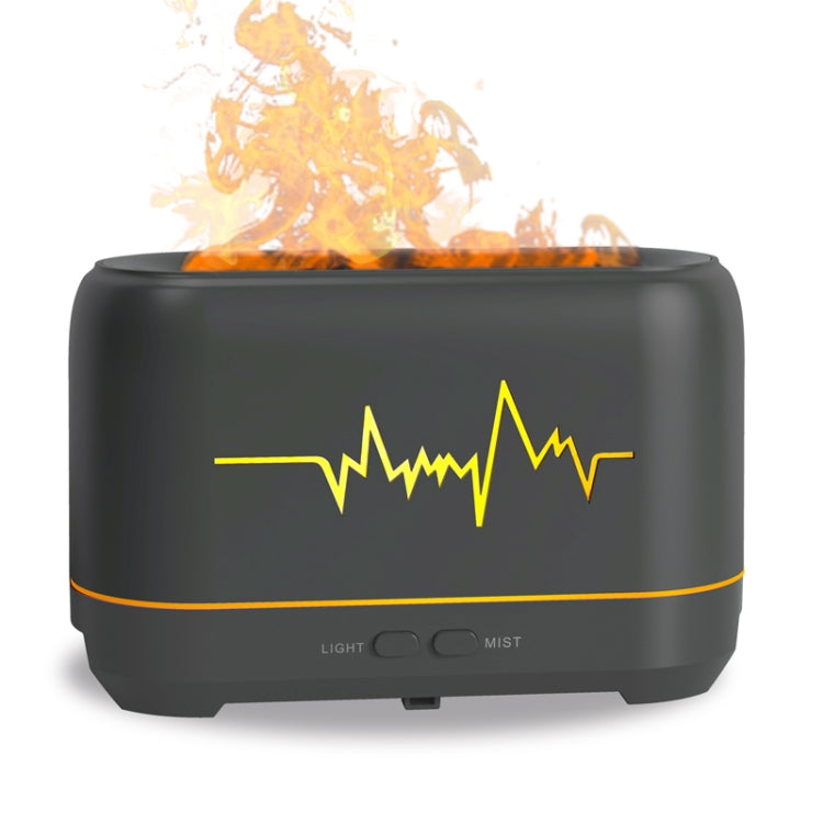YX-1690 Wood Grain Aroma Diffuser Hollow Flame Humidifier(Black)