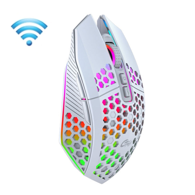 FMOUSE X801 8 Keys 1600DPI Hollow Luminous Gaming Office Mouse,Style: White Wireless Rechargeable