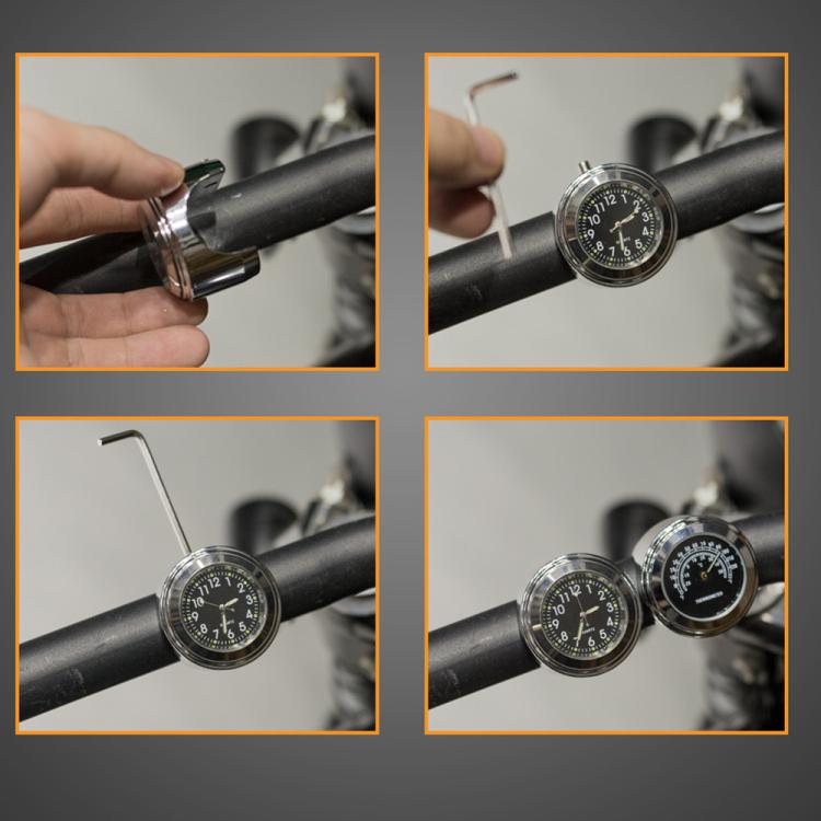 Aluminum Alloy Plating Motorcycle Handlebar Clock(Silver Shell White Background) - free shipping - PMC TechLife - Order now!