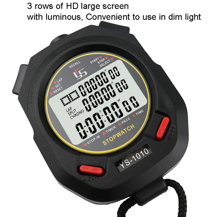 YS 3 Rows Display Luminous Stopwatch Timer Training Referee Stopwatch, Style: YS-1060 60 Memories - Pedometer by PMC Jewellery | Online Shopping South Africa | PMC Jewellery | Buy Now Pay Later Mobicred