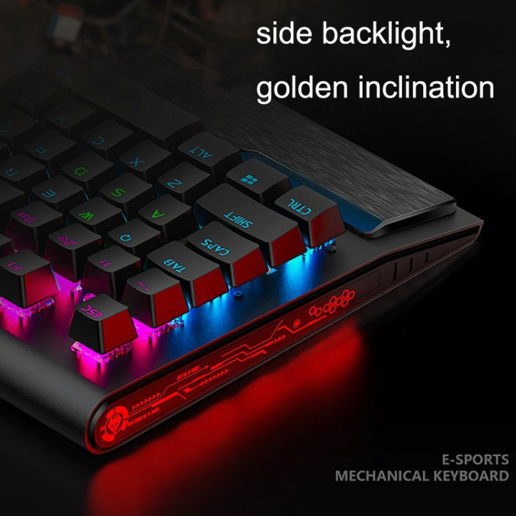LANGTU K1000 104 Keys Luminous Wired Keyboard, Cable Length: 1.5m(Black Green Shaft Mixed Light)
