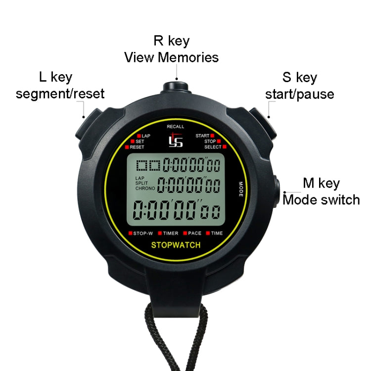 YS Stopwatch Timer Training Fitness Competition Stopwatch, Style: YS-710 10 Memories(Black) - Pedometer by PMC Jewellery | Online Shopping South Africa | PMC Jewellery | Buy Now Pay Later Mobicred