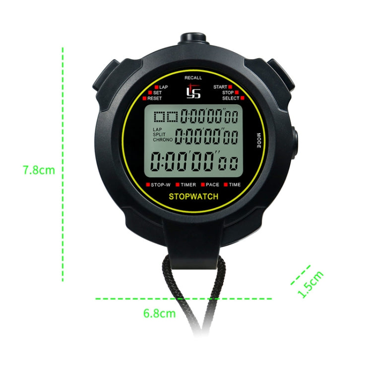 YS Stopwatch Timer Training Fitness Competition Stopwatch, Style: YS-7100 100 Memories(Black) - Pedometer by PMC Jewellery | Online Shopping South Africa | PMC Jewellery | Buy Now Pay Later Mobicred