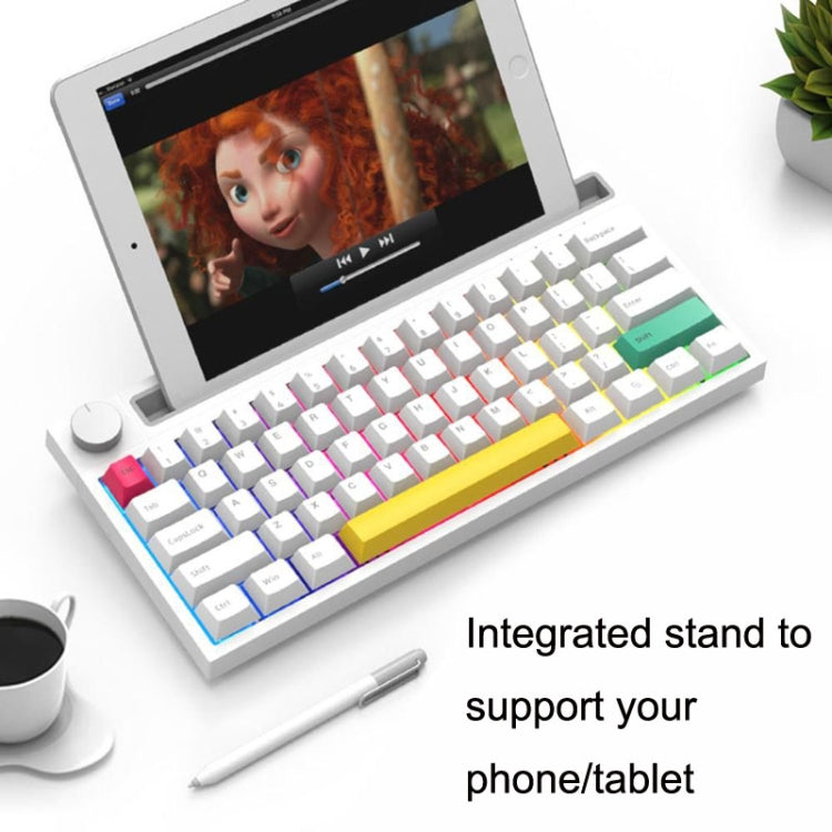 Ajazz K620T 62 Keys Bluetooth Wireless Dual Mode Mechanical Keyboard, Style: Pink Shaft (White) - free shipping - PMC Jewellery - Order now!