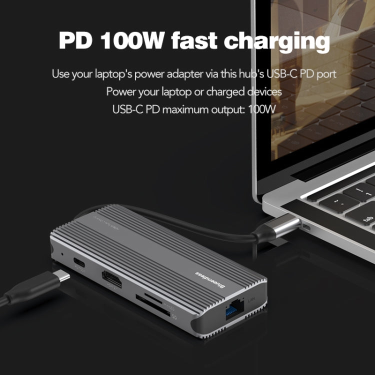 Blueendless 8K/30Hz Type-C To Gigabit Ethernet USB3.1 Docking Station(8 in 1)