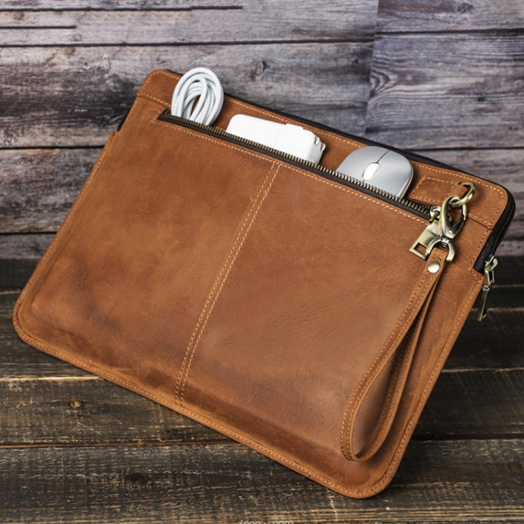 CONTACTS FAMILY Leather Laptop Sleeve For Macbook Pro 14.2 Inch(Coffee)
