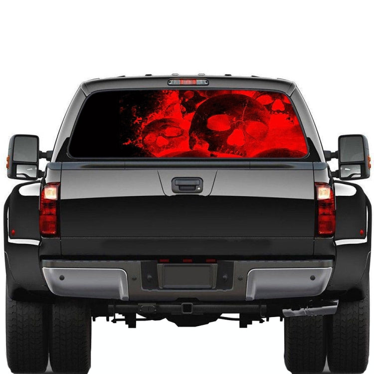 D-954 Flame Skeleton Rear Window Pattern Sticker Truck SUV Behind Wind Glass Stickers(Red)