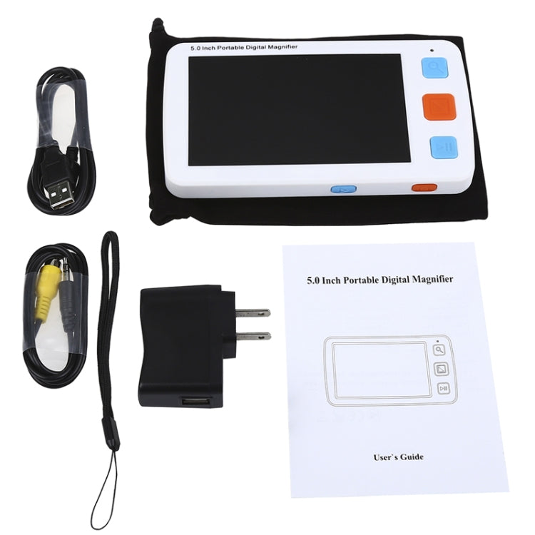 5.0 inch Portable HD Electronic Vision Aid Low Vision Magnifying Glass Reader, US Plug(White) - Hand Held Style by PMC TechLife | Online Shopping South Africa | PMC TechLife