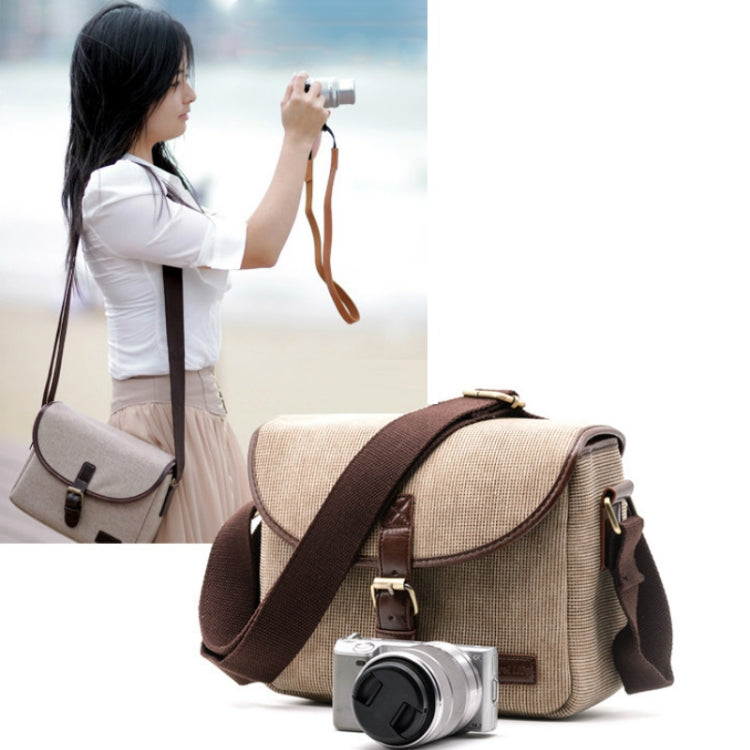 Casual SLR Camera Canvas Crossbody Bag(Blue)