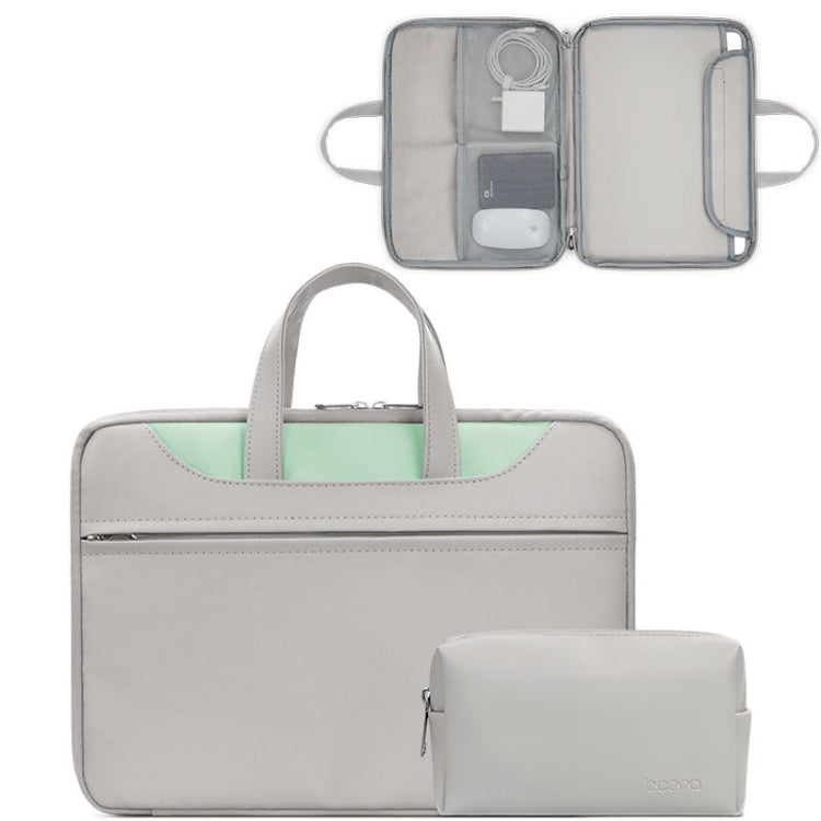 Baona BN-Q006 PU Leather Full Opening Laptop Handbag For 11/12 inches(Gray+Mint Green+Power Bag)
