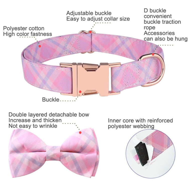 Rose Gold Buckle Pet Detachable Bow Collar, Size: M 2.0x33-50cm(Sweet Pink Girl)