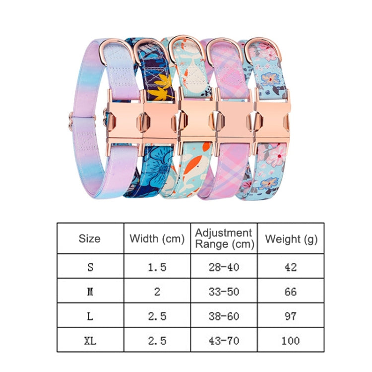 Rose Gold Buckle Pet Detachable Bow Collar, Size: M 2.0x33-50cm(Blue Snake Flower) - Collars by PMC TechLife | Online Shopping South Africa | PMC TechLife