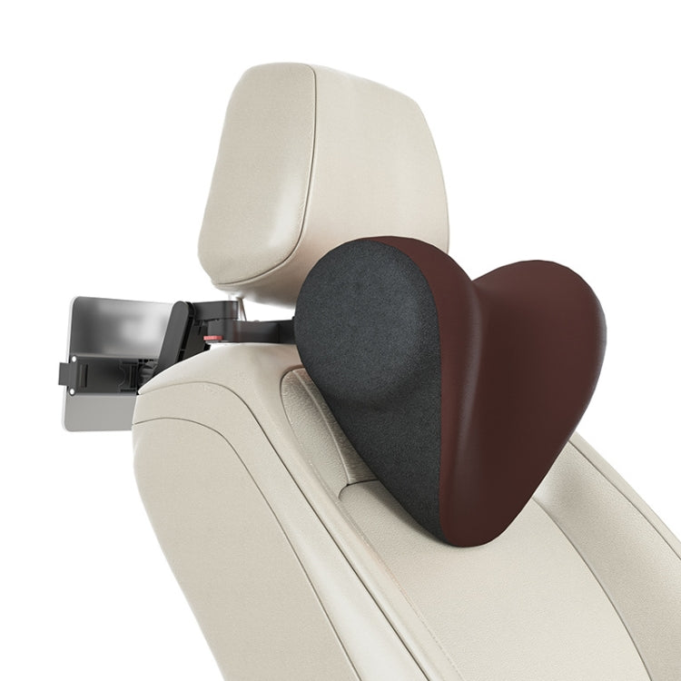 A09 Car Seat Headrest Memory Foam Comfortable Neck Pillow, Style: With Stand (Coffee)