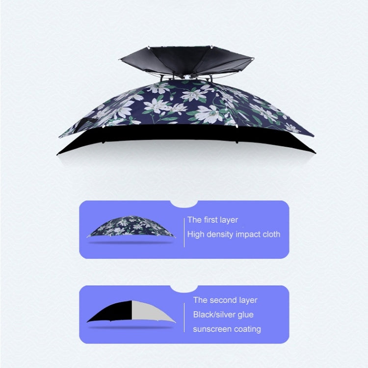 Double-layer Fishing Umbrella Hat Outdoor Sunscreen And Rainproof Folding Umbrella Hat, Color: 95 Camellia Vinyl (Rubber Sleeve)