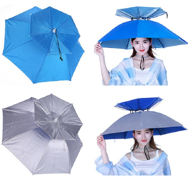 Double-layer Fishing Umbrella Hat Outdoor Sunscreen And Rainproof Folding Umbrella Hat, Color: 95 Camellia Vinyl (Rubber Sleeve)