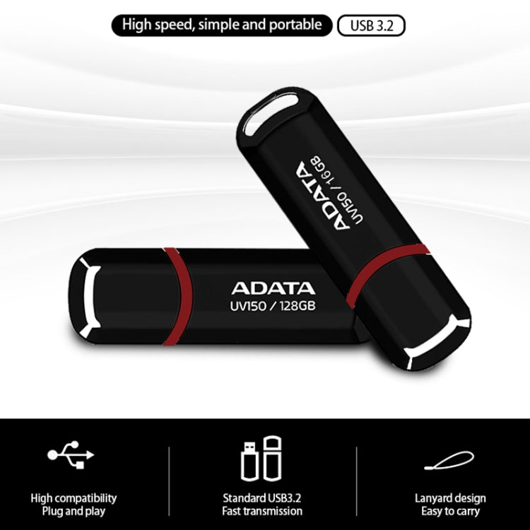 ADATA UV150 High Speed USB3.1 Business USB Flash Drive, Capacity: 128GB(Black)