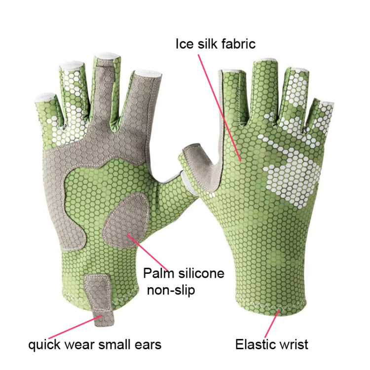 Ice Silk Half Finger Fishing Gloves Sunscreen Riding Gloves, Size: Free Size(Youth Green)