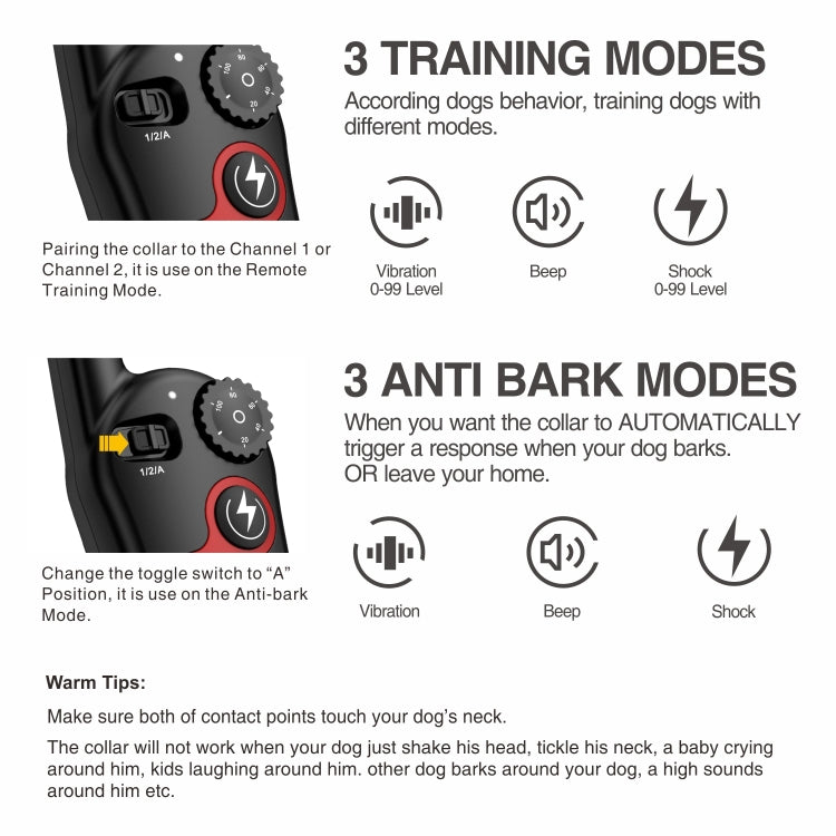 Remote Control Trainer Dog Collar Automatic Barking Stopper, Specification: 1 Drag 1 Red