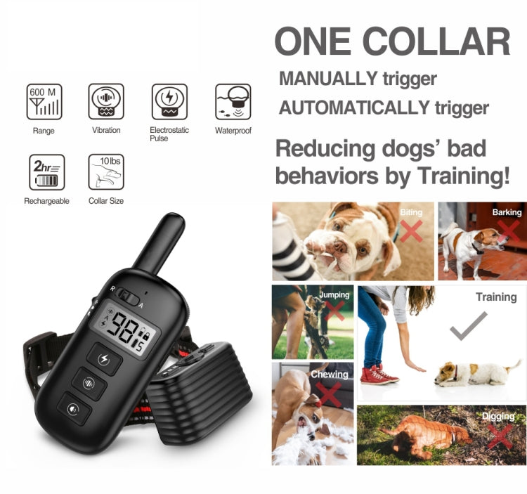 Remote Control Trainer Dog Collar Automatic Bark Stop Device, Specification: 1 Drag 1 (Black) - Training Aids by PMC TechLife | Online Shopping South Africa | PMC TechLife | Buy Now Pay Later Mobicred