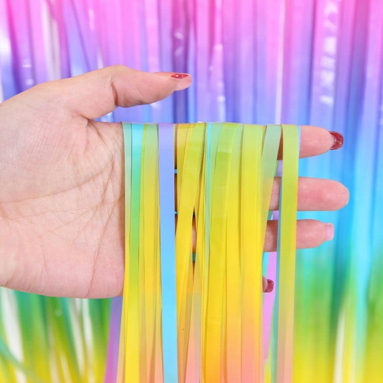 2 PCS 2M Birthday Party Decoration Background Rain Curtain(Rainbow Gradient)