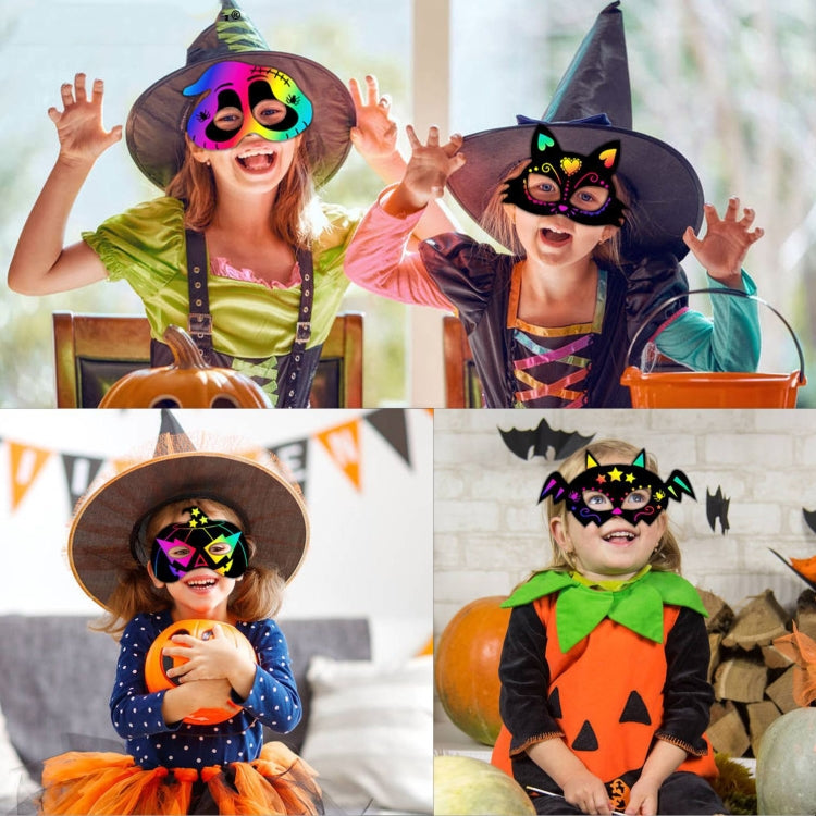8 Pcs/Set Halloween Scratch Paper Mask Toys for Children - Halloween Masks by PMC TechLife | Online Shopping South Africa | PMC TechLife | Buy Now Pay Later Mobicred