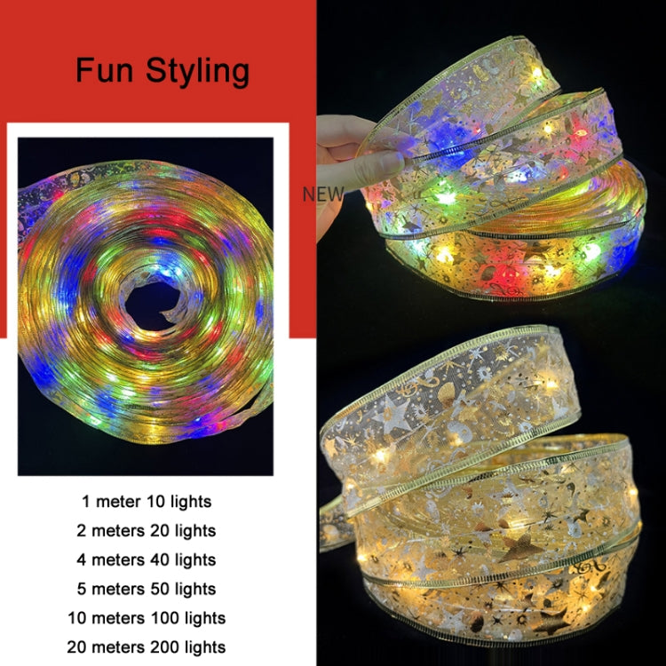 Christmas LED Lights Bronzing Double Ribbon String Lights, Specification: 1m(Gold Warm Light)