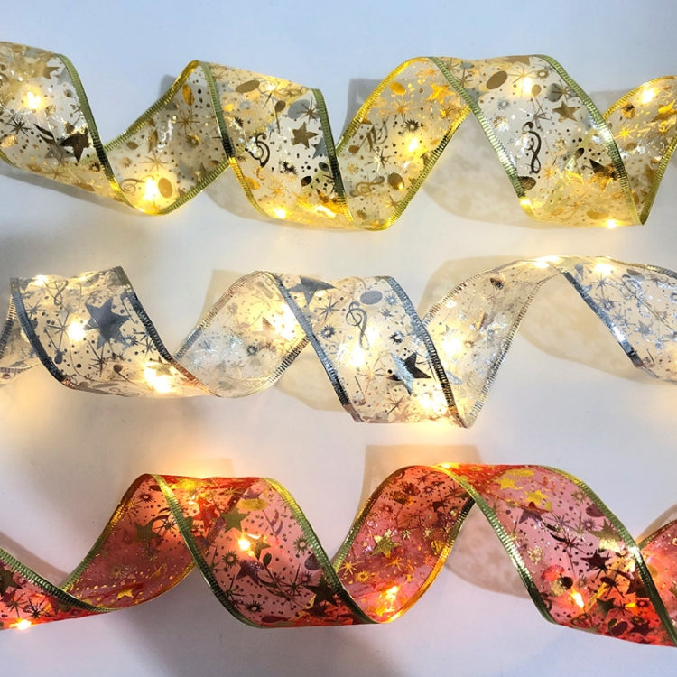 Christmas LED Lights Bronzing Double Ribbon String Lights, Specification: 4m(Silver Warm Light)
