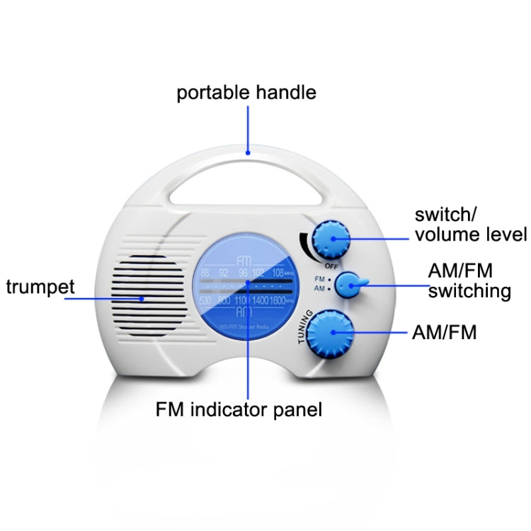 SY-910 AM/FM Two Waves Radio IPX4 Water-resistant Portable Radio